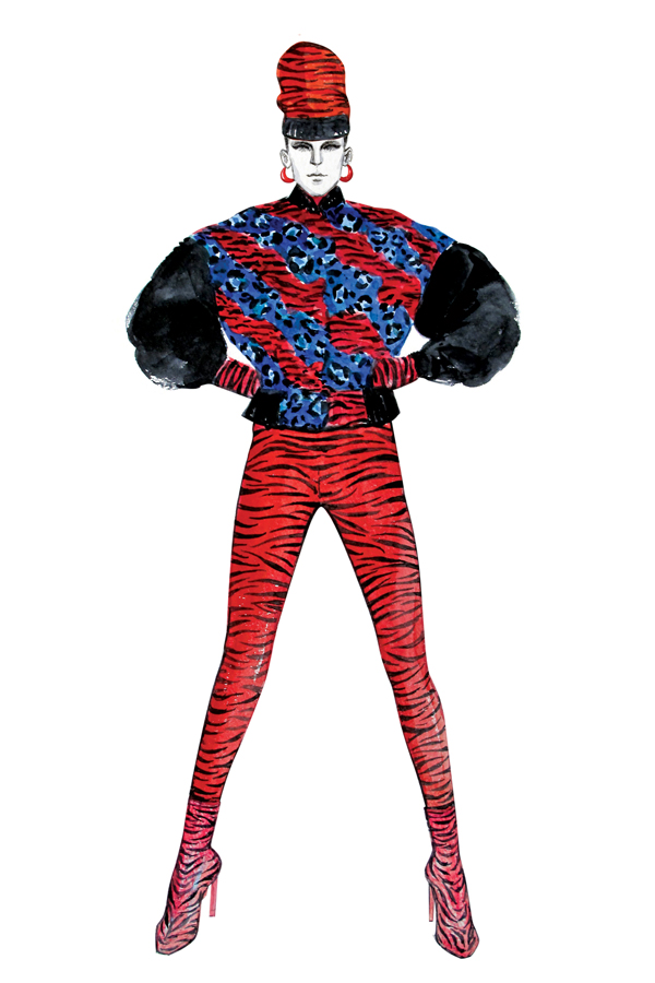 An illustrated look from H&M x Kenzo
